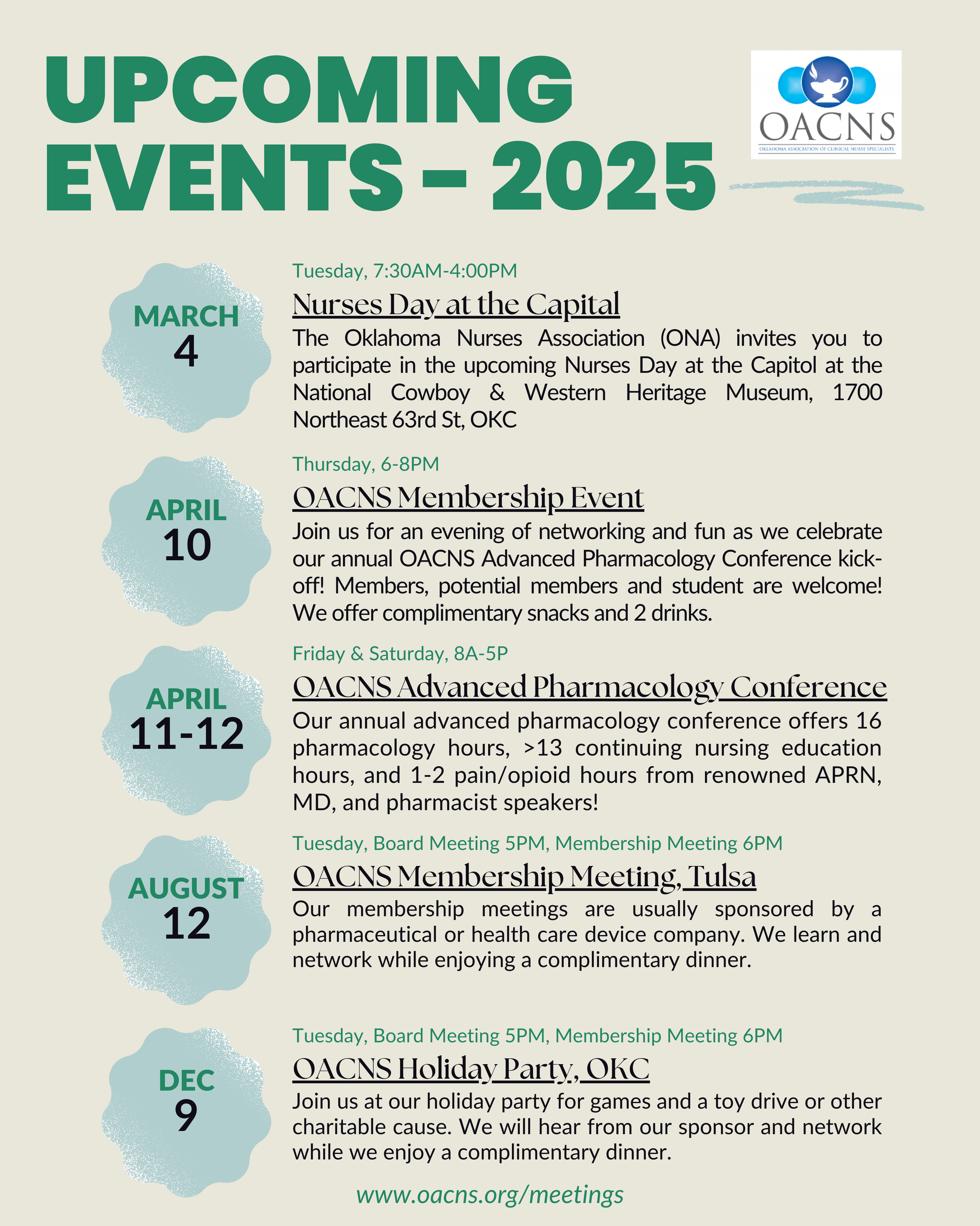 OACNS Upcoming Events